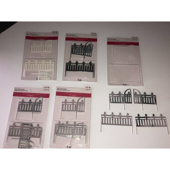 5 New Packages of metal rustic garden Fence Halloween Spooky Town tiny treasures - Picture 1 of 8